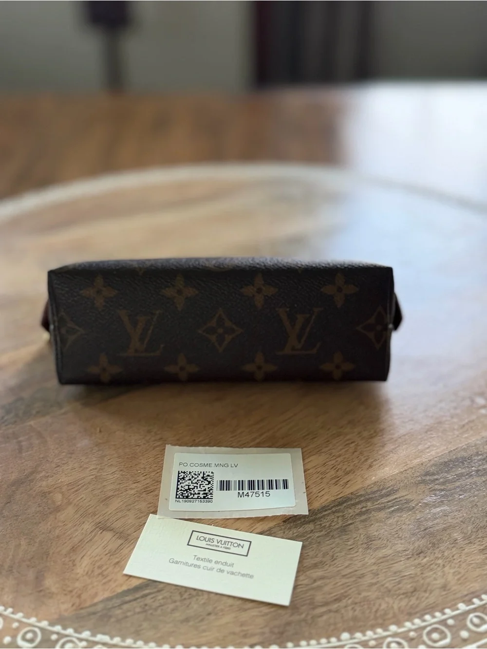 Louis Vuitton Brown Monogram Canvas Pouch with Gold-Tone Zipper